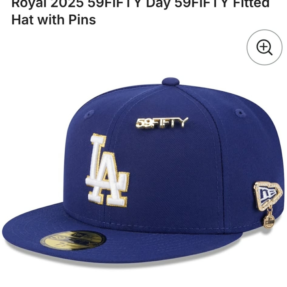 New Era Royal Blue 59FIFTY Fitted Hat with Gold and White Pin